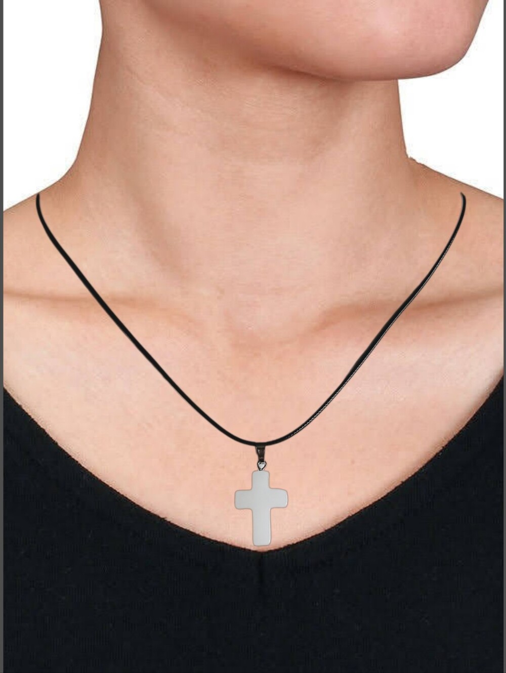 White Quartz Cross Pendant w/ Cord Necklace. NWOT